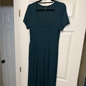 Teal Ribbed Jumpsuit for Women